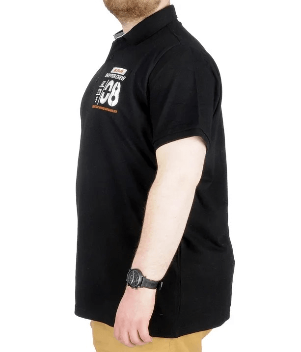 Büyük Beden T-Shirt Polo Skipper Crew 22341 Siyah