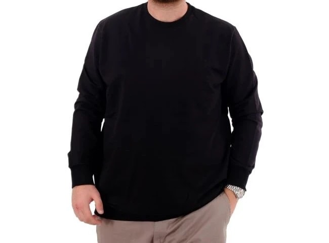 Büyük Beden Erkek Sweat Bıs Yaka U24174 Siyah