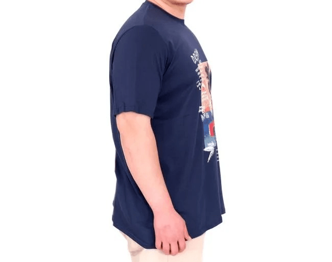 Büyük Beden Erkek Baskılı T-Shirt Palm Dream U25026 İndigo