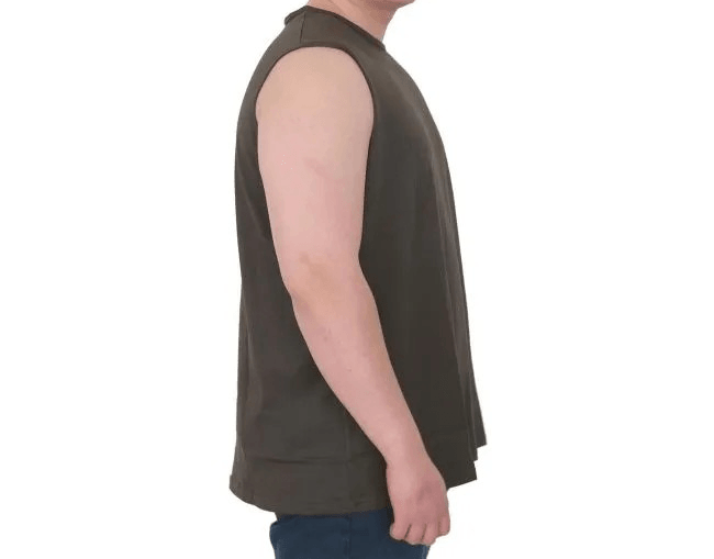 Battal Beden Erkek Kolsuz Tshirt  Nakışlı 25101 Haki