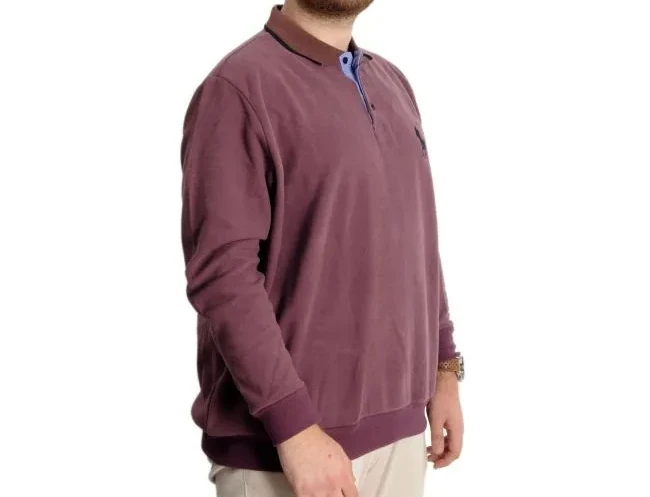 Büyük Beden Erkek Sweat Polo Selanik Horse 23442 Gül Kurusu