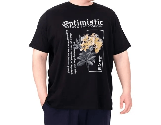 Büyük Beden Erkek T-Shirt Bisiklet Yaka OPTIMISTIC 25028 Siyah