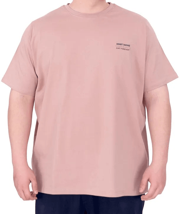 Büyük Beden Erkek T-Shirt Bisiklet Yaka FOREVER U25023 Gül Rengi