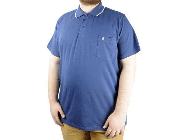 Büyük Beden T Shirt Polo Likralı Süprem Cepli 21558 Indigo