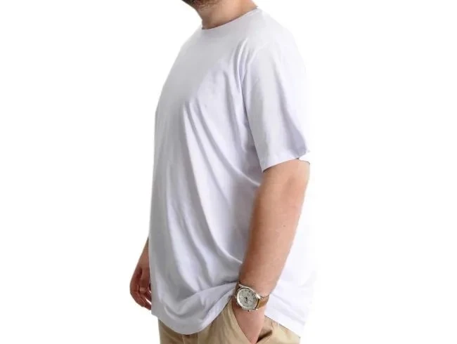 Büyük Beden Erkek T-shirt Basic 20031 Beyaz