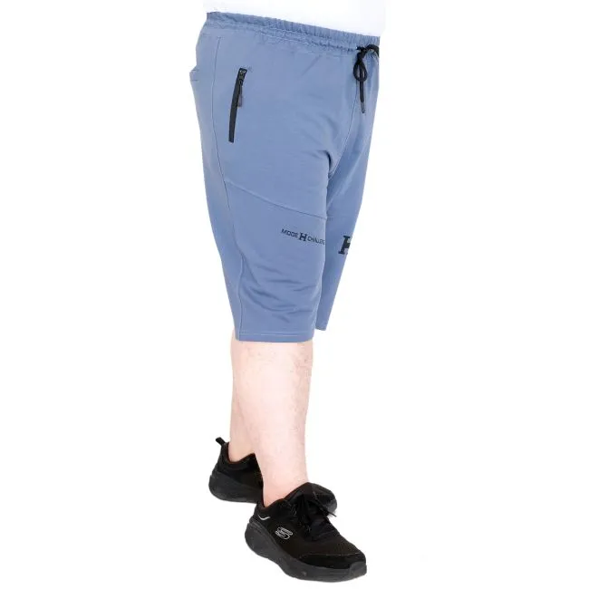 Büyük Beden Erkek Şort 2 İplik Parçalı U25504 Mavi