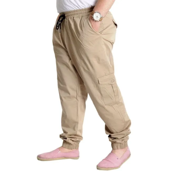 Büyük Beden Keten Kargo Jogger Valencia 21911  Bej