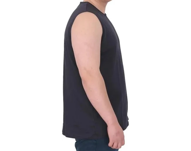Battal Beden Erkek Kolsuz Tshirt  Nakışlı 25101 Lacivert