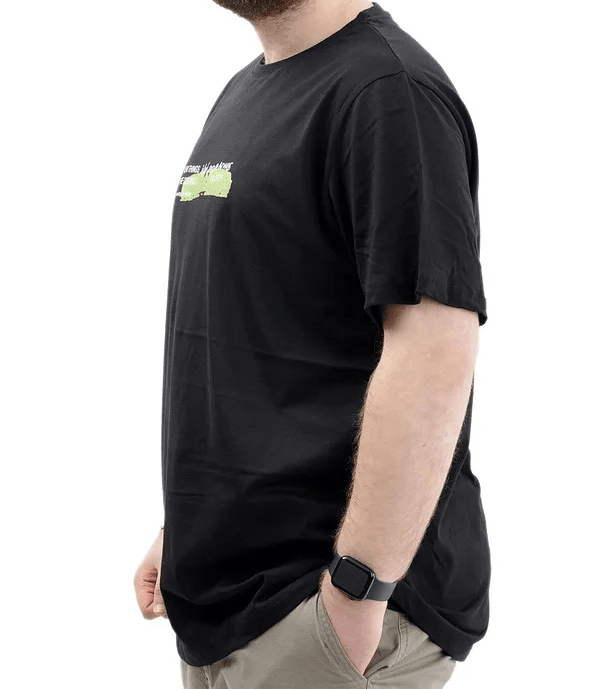 Battal Beden Baskılı Erkek T-Shirt Bisiklet Yaka U24047 Siyah