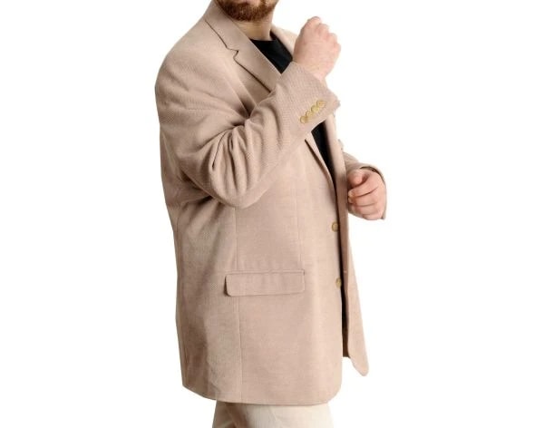 Büyük Beden Erkek Ceket Mono Yaka Blazer 23026 Bej