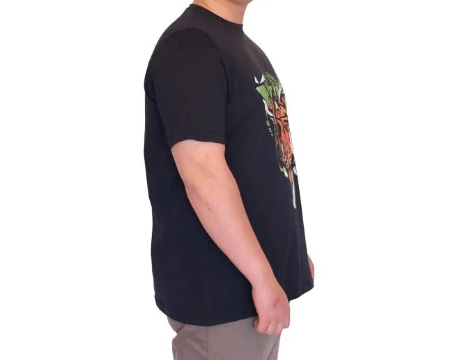 Büyük Beden Erkek T-Shirt Bisiklet Yaka TIGER Baskılı 25007 Lacivert