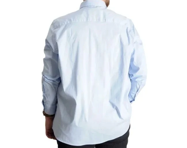 Büyük Beden Erkek Klasik Cepli Gömlek Likralı 20350 Mavi