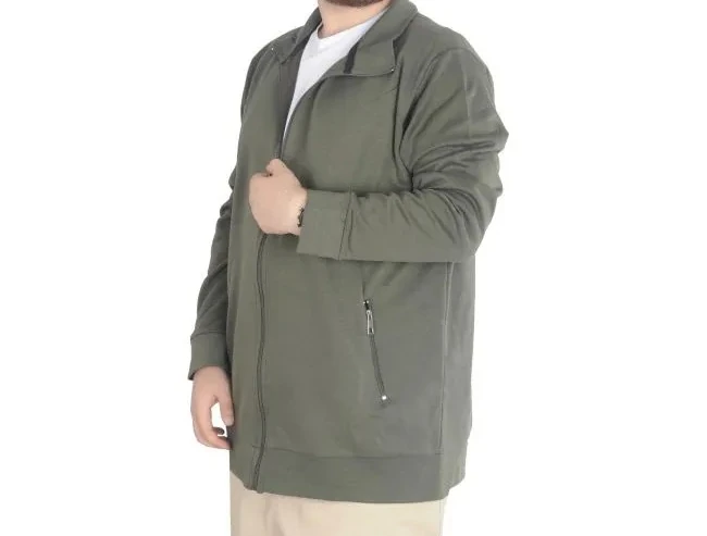 Buyuk Beden Erkek Hırka Fermuarlı Stell Dik Yaka 20571 Haki