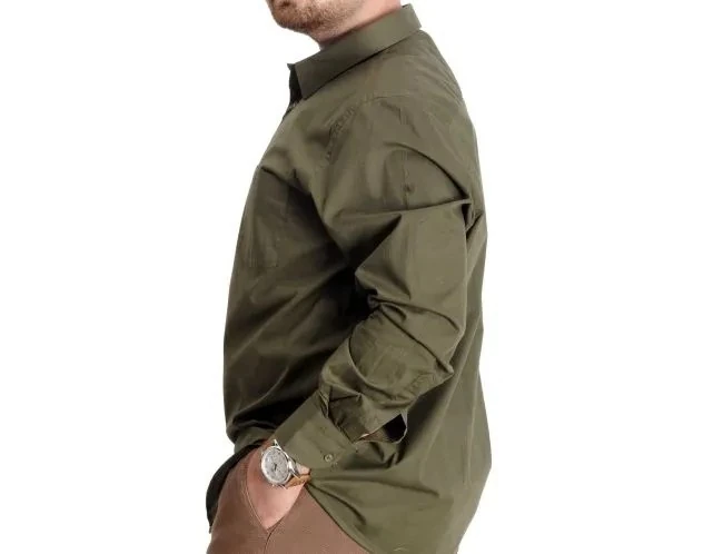 Büyük Beden Gömlek Ukol Cep Lycra Poplin 20350 Haki