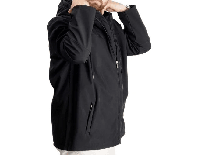 Büyük Beden Erkek Kapüşonlu Mont Waterproof Softshell 21235 Siyah