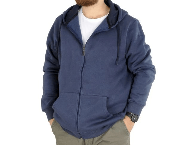 Erkek Sweatshirt Kapşonlu Zippered Basic 20543 İndigo