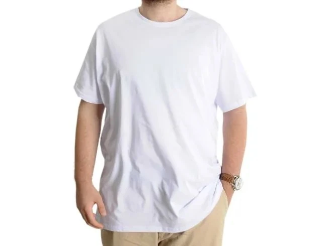 Büyük Beden Erkek T-shirt Basic 20031 Beyaz
