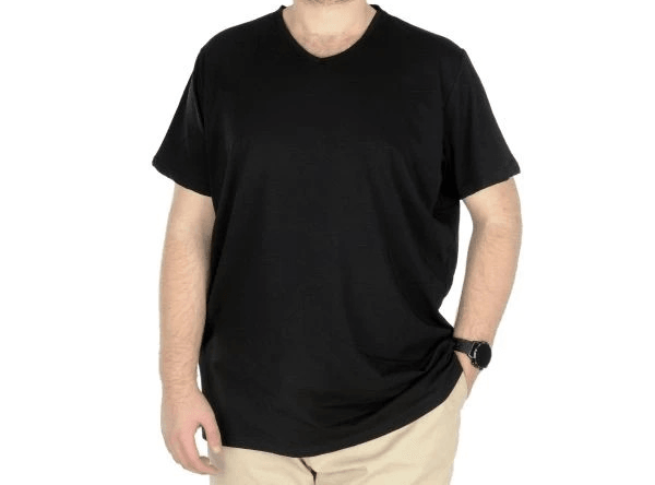 Büyük Beden T-shirt V Yaka Likralı 20150 