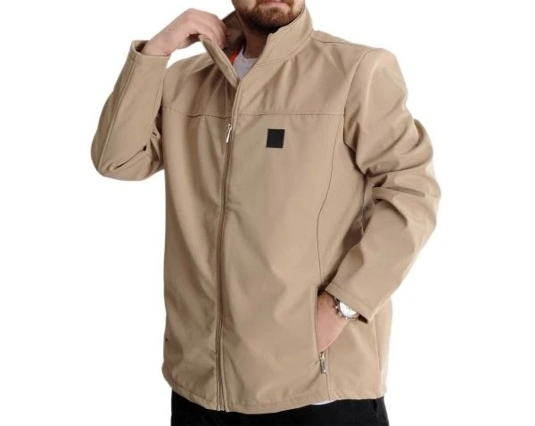 Büyük Beden Erkek Mont Waterproof Softshell 21232 Bej