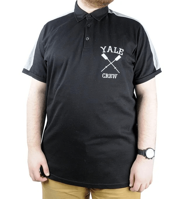 Büyük Beden Erkek T shirt Polo Yale Crew 22308 Siyah