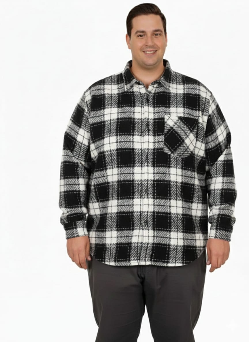 Büyük Beden Gömlek Tek Cep Oduncu 25394 Siyah