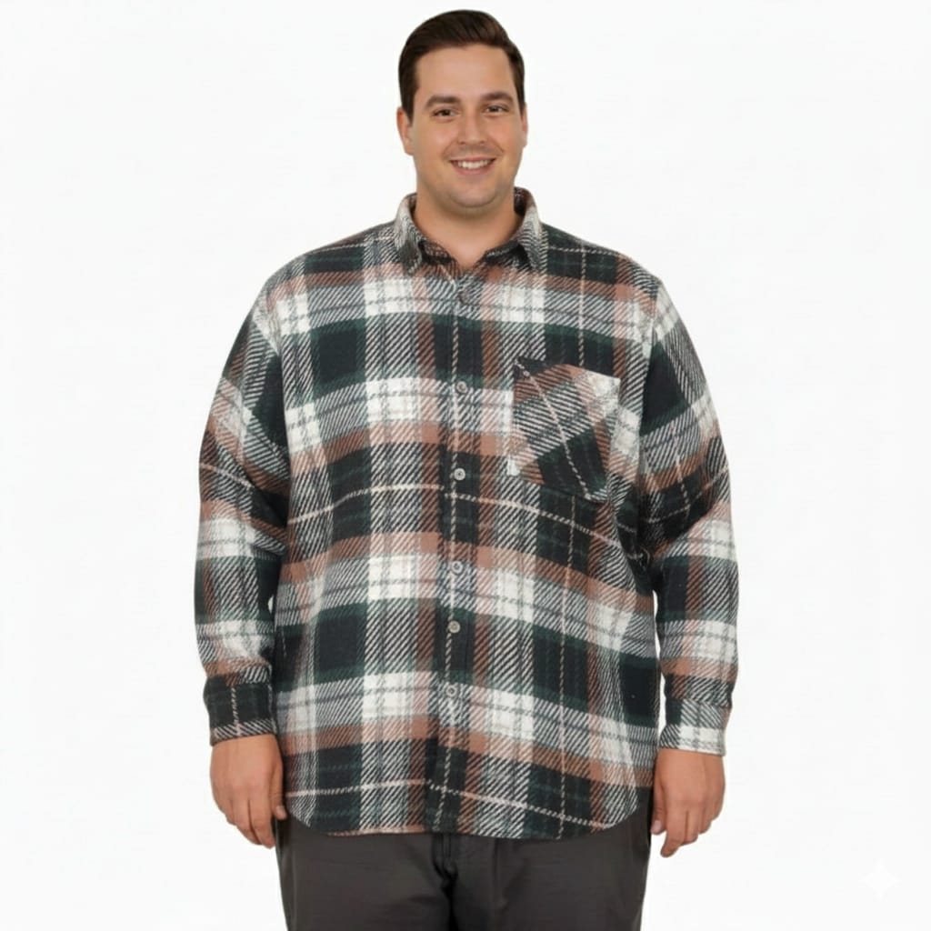 Büyük Beden Gömlek Tek Cep Oduncu 25394 Nefti