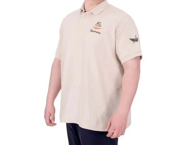 Büyük Beden Erkek T-Shirt Pike Polo Yaka U25305 Bej