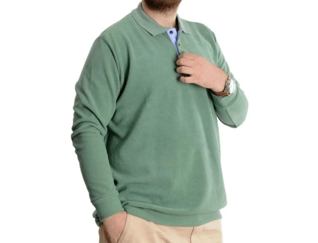 Büyük Beden Erkek Sweat Polo Selanik Nakışlı 20440 Çağla