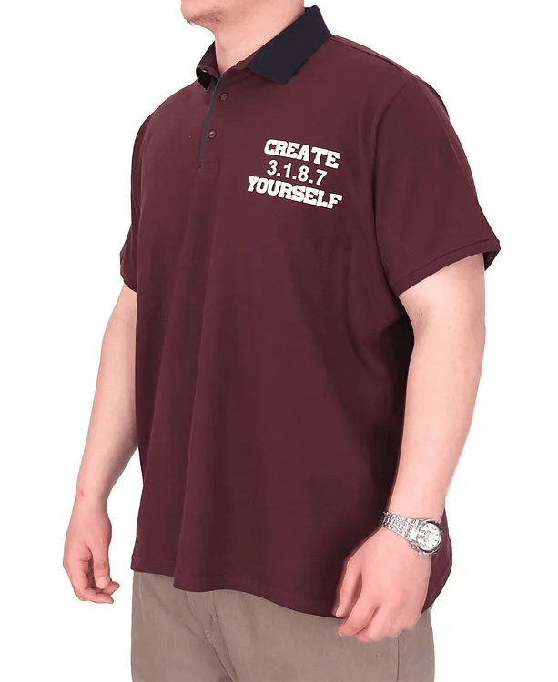 Büyük Beden Erkek T-Shirt Polo Yaka YOURSELF U25310 Mürdüm