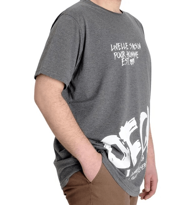 Büyük Beden Erkek T-shirt UVELLE SAISON 23112 Antramelanj