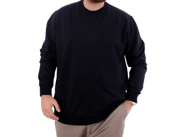  Büyük Beden Erkek Sweat Bıs Yaka U24174 Lacivert