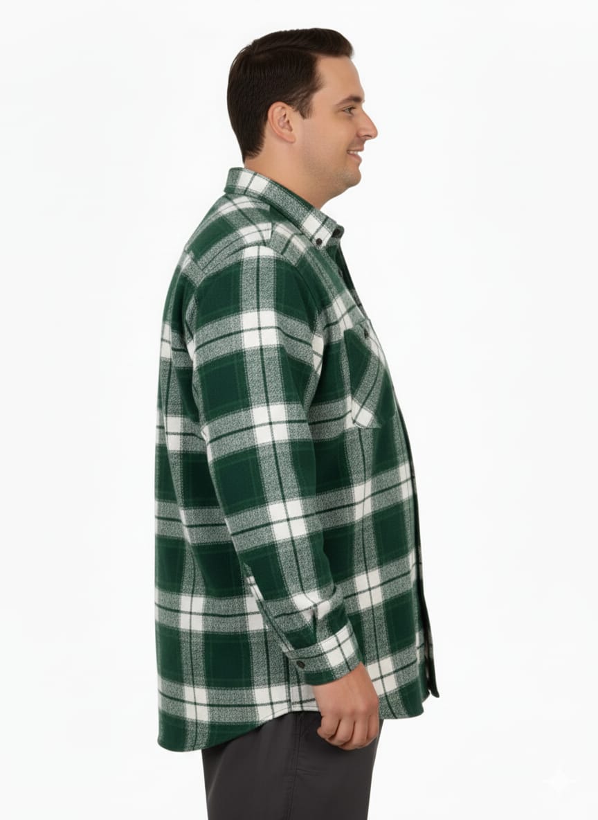 Büyük Beden Gömlek Tek Cep Oduncu 25394 Haki