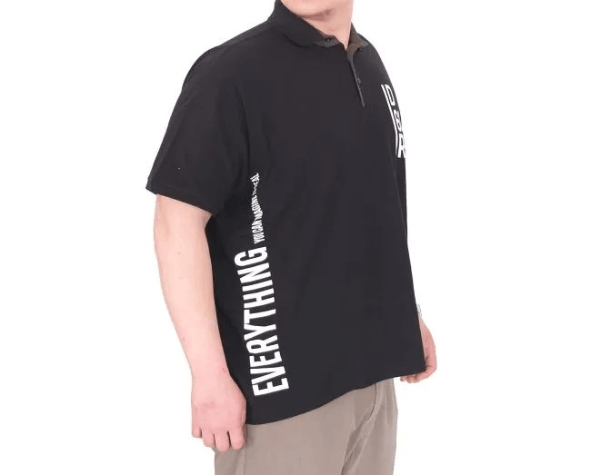Büyük Beden Erkek T-Shirt Polo Yaka REAL 25309 Siyah