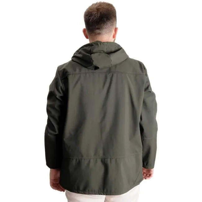 Büyük Beden Erkek Kapüşonlu Mont Waterproof Softshell 21235 Haki
