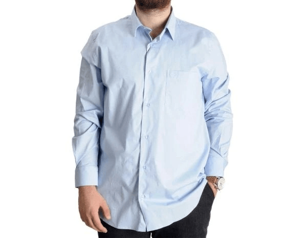 Büyük Beden Erkek Klasik Cepli Gömlek Likralı 20350 Mavi