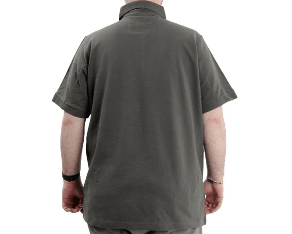 Battal Beden Tshirt Polo Yaka Nakışlı Klasik Pike 20553 Haki