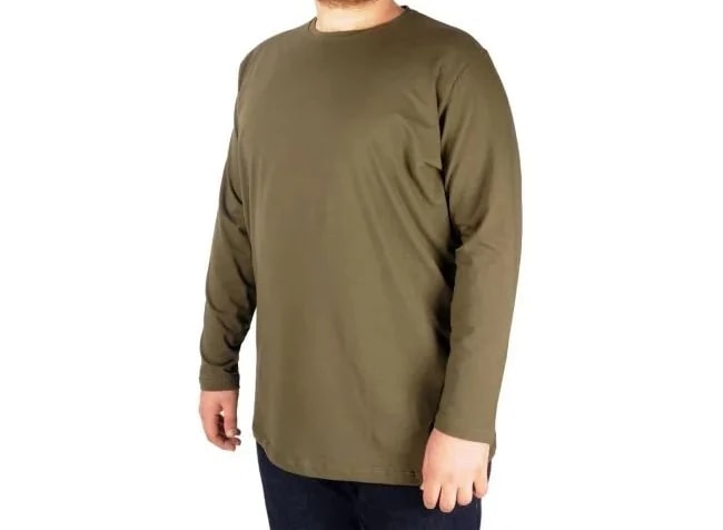 Büyük Beden Erkek Tshirt Likralı Bisiklet Yaka 20102 Haki