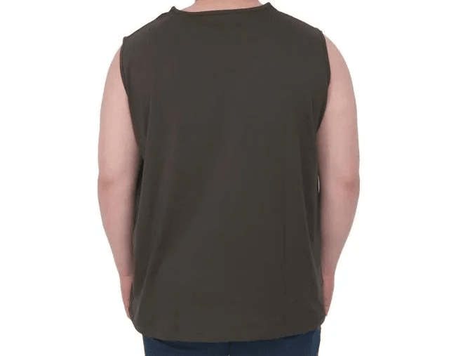 Battal Beden Erkek Kolsuz Tshirt  Nakışlı 25101 Haki