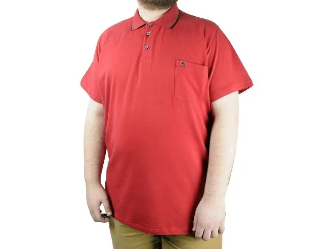 Büyük Beden T shirt Polo Likralı Süprem Cepli 21558 Bordo