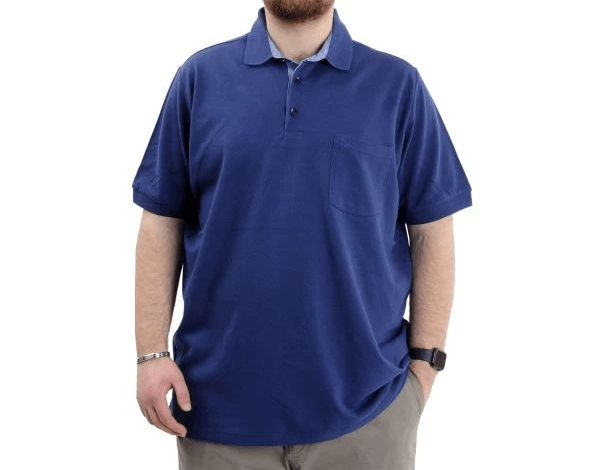 SuperXL Büyük Beden Erkek T-Shirt Polo Yaka Cepli Klasik 20550 İndigo
