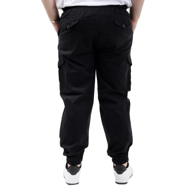 Büyük Beden Erkek Keten Kargo Jogger Valencia 21911 Siyah