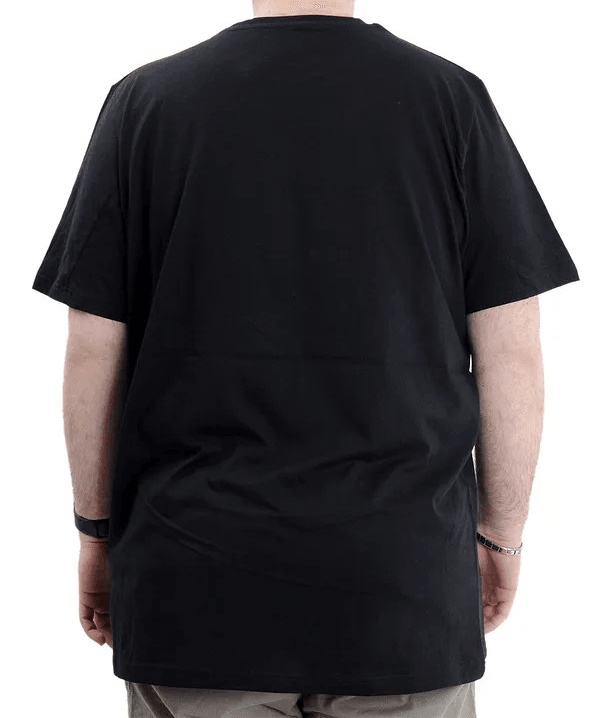 Büyük Beden Erkek Bisiklet Yaka T-Shirt Baskılı GARNILI U24045 Siyah