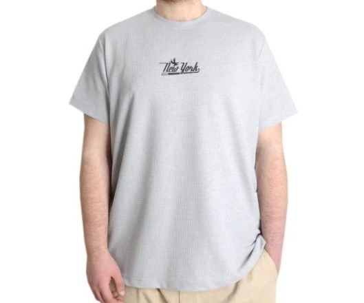 Büyük Beden Erkek T-shirt Newyork Waffle 23400 Grimelanj