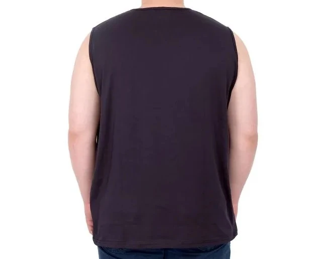 Battal Beden Erkek Kolsuz Tshirt  Nakışlı 25101 Lacivert