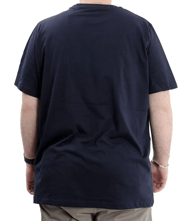 Büyük Beden Erkek Bisiklet Yaka T-Shirt Baskılı GARNILI U24045 Lacivert