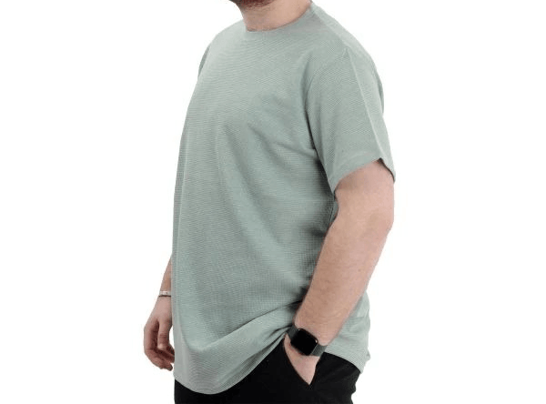 Büyük Beden Erkek T-shirt Bisiklet Yaka WAFFLE 20033 Çağla