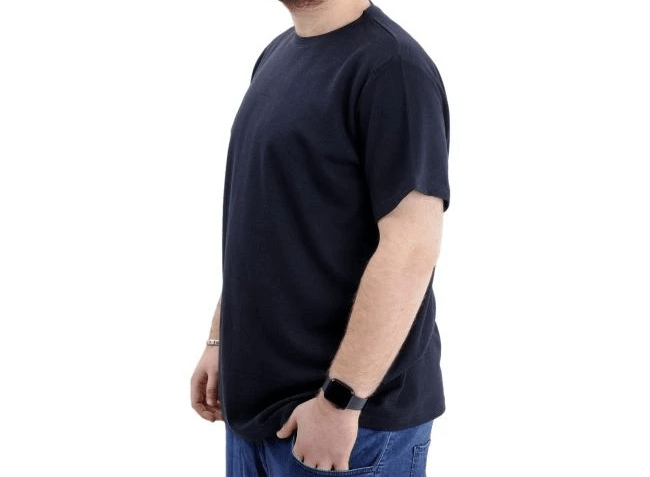 Büyük Beden Erkek T-shirt Bisiklet Yaka WAFFLE 20033 Lacivert