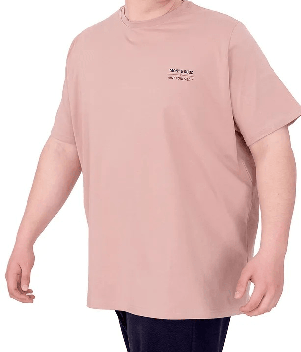 Büyük Beden Erkek T-Shirt Bisiklet Yaka FOREVER U25023 Gül Rengi