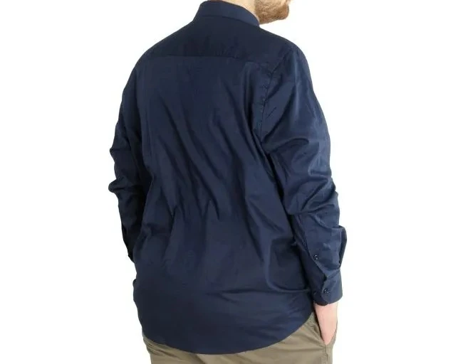 Büyük Beden Erkek Klasik Cepli Gömlek Likralı 20350 Lacivert