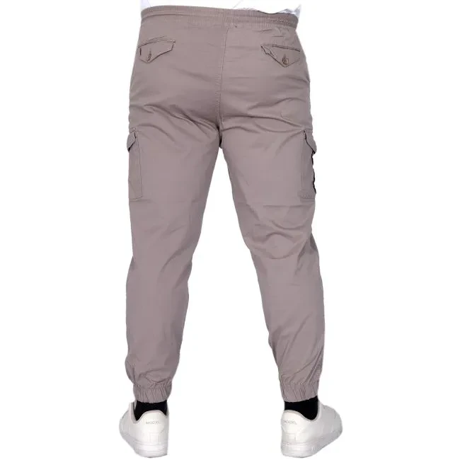 Büyük Beden Erkek Pantolon Keten Kargo Jogger 21911 Taş Rengi